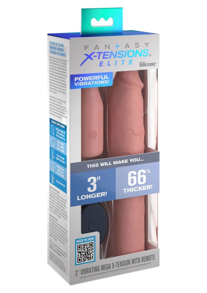 Fantasy Extension Elit Kumandalı Titreşimli 22 Cm Uzatmalı Silikon Penis Kılıfı