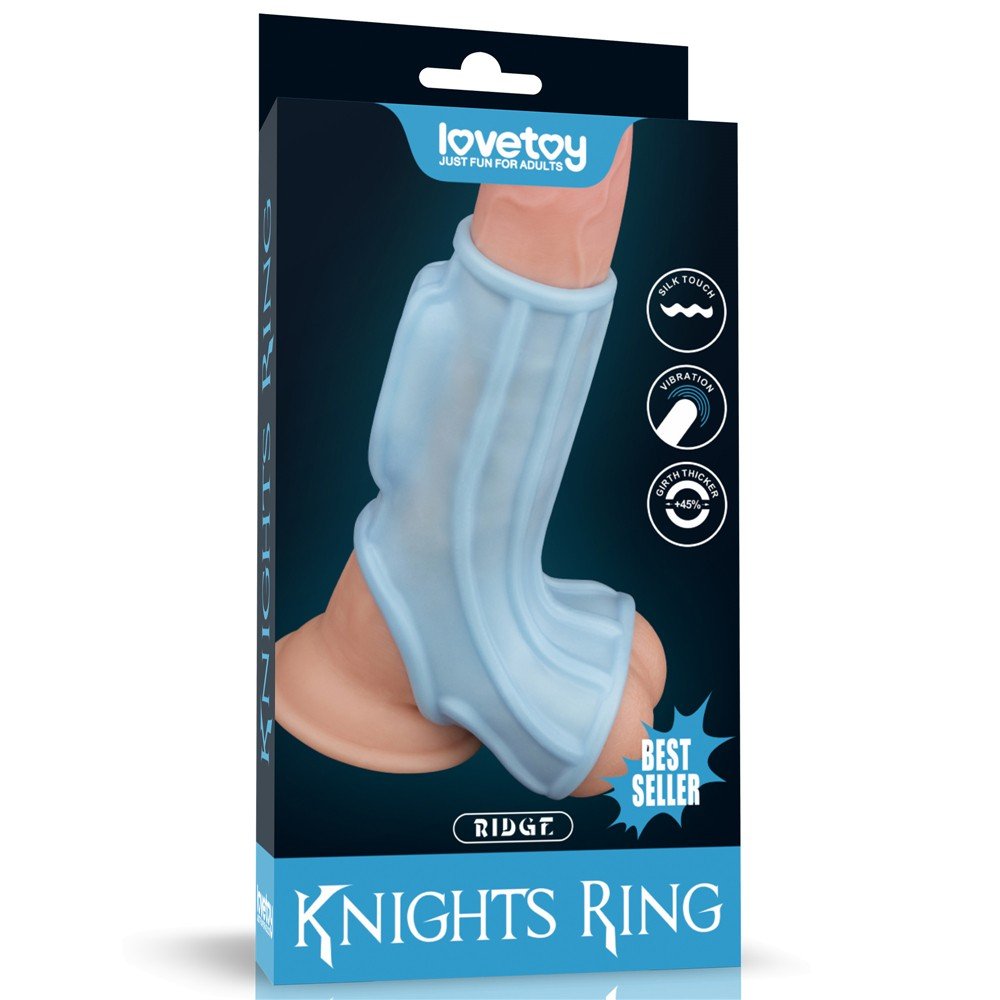 Ridge Knights Ring Titreşimli Testis ve Yarım Penis Kılıfı Mavi