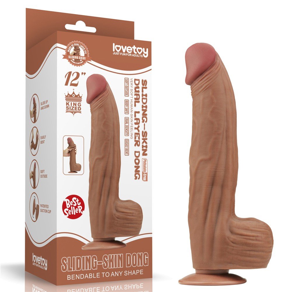 Lovetoy Brown King Size Hareketli Dış Yüzey Ultra Yumuşak 31 Cm Realistik Penis