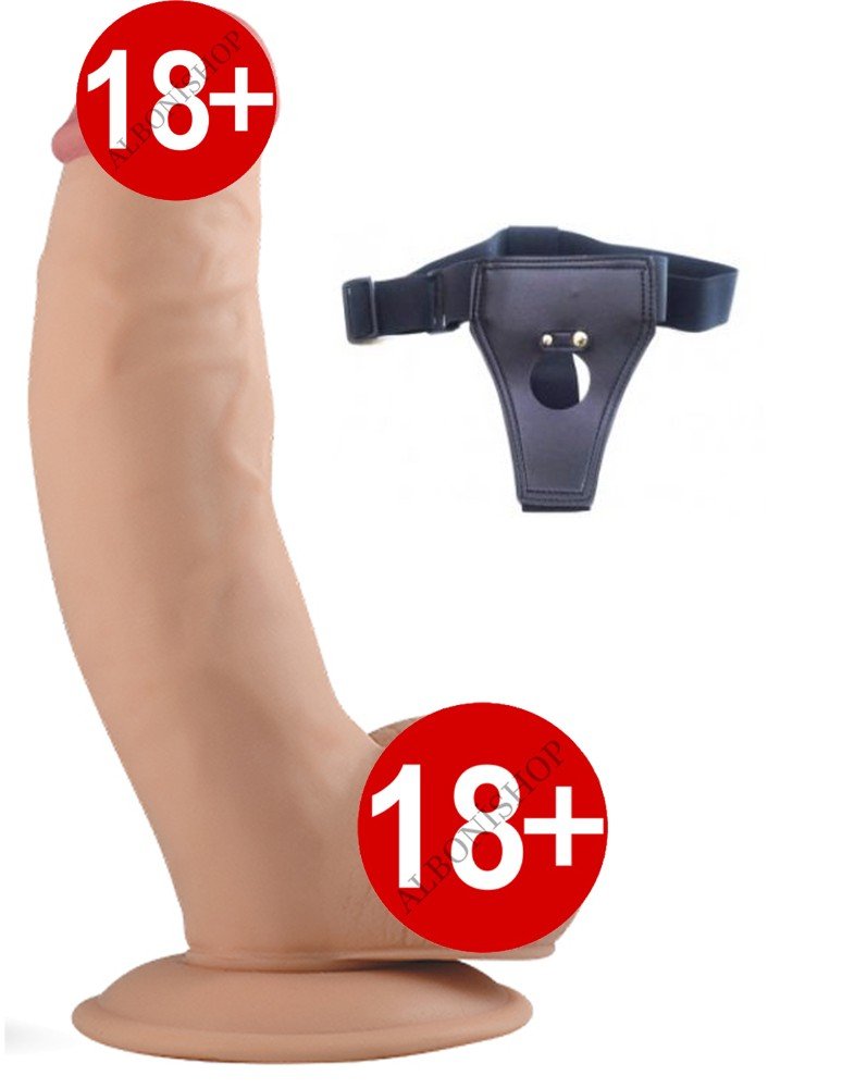 Yeni Nesil Ultra Yumuşak Özel Dokulu 18 Cm Realistik Kemerli Penis-1081