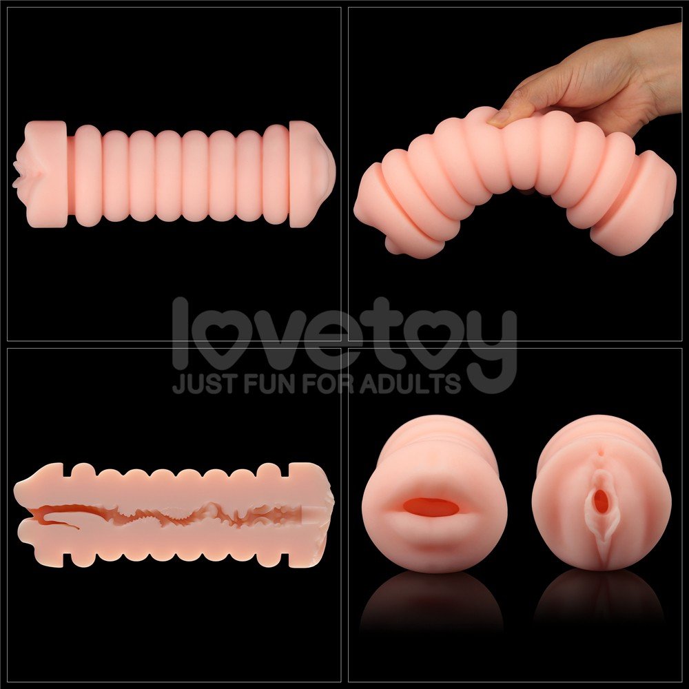 Lovetoy Virgin Skin Gerçekçi Dokuda Çift Taraflı Oral ve Vajinal Mastürbator