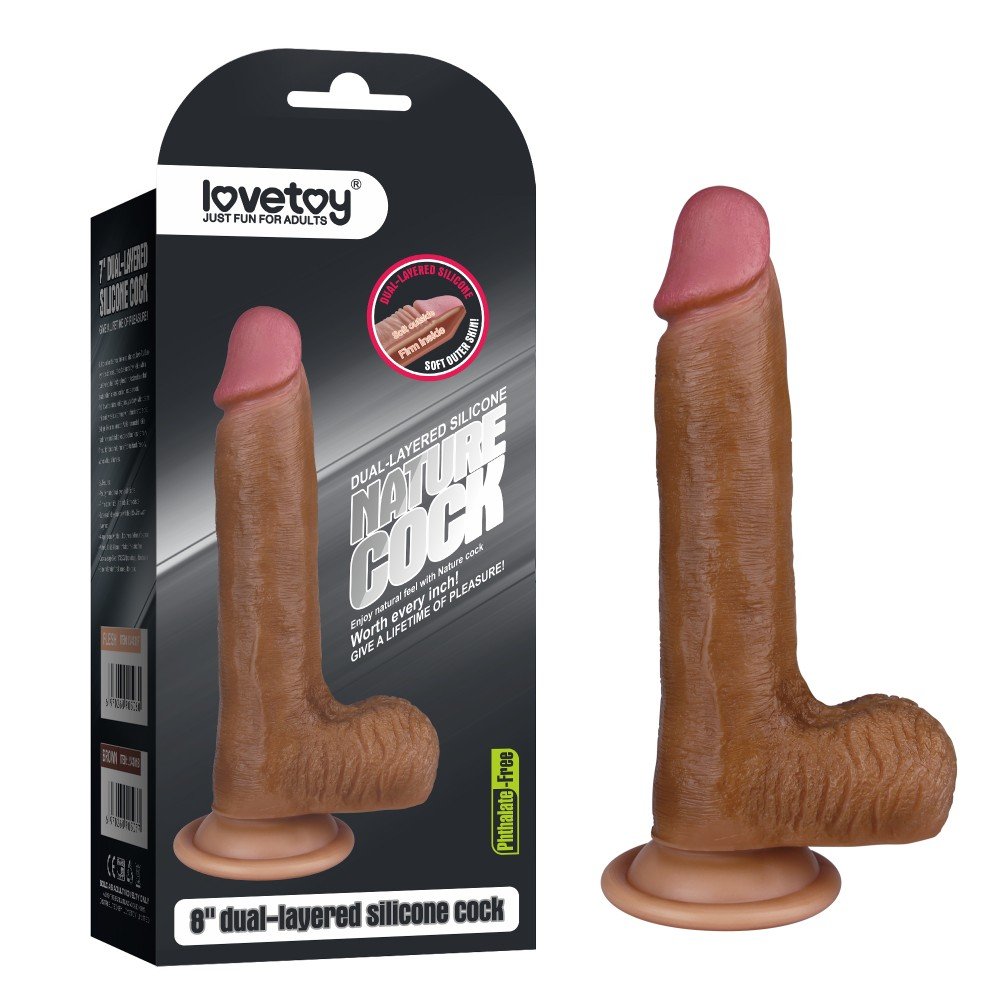 Lovetoy Nature Cock Serisi Özel Dokulu Çift Katmanlı 20 Cm Realistik Penis