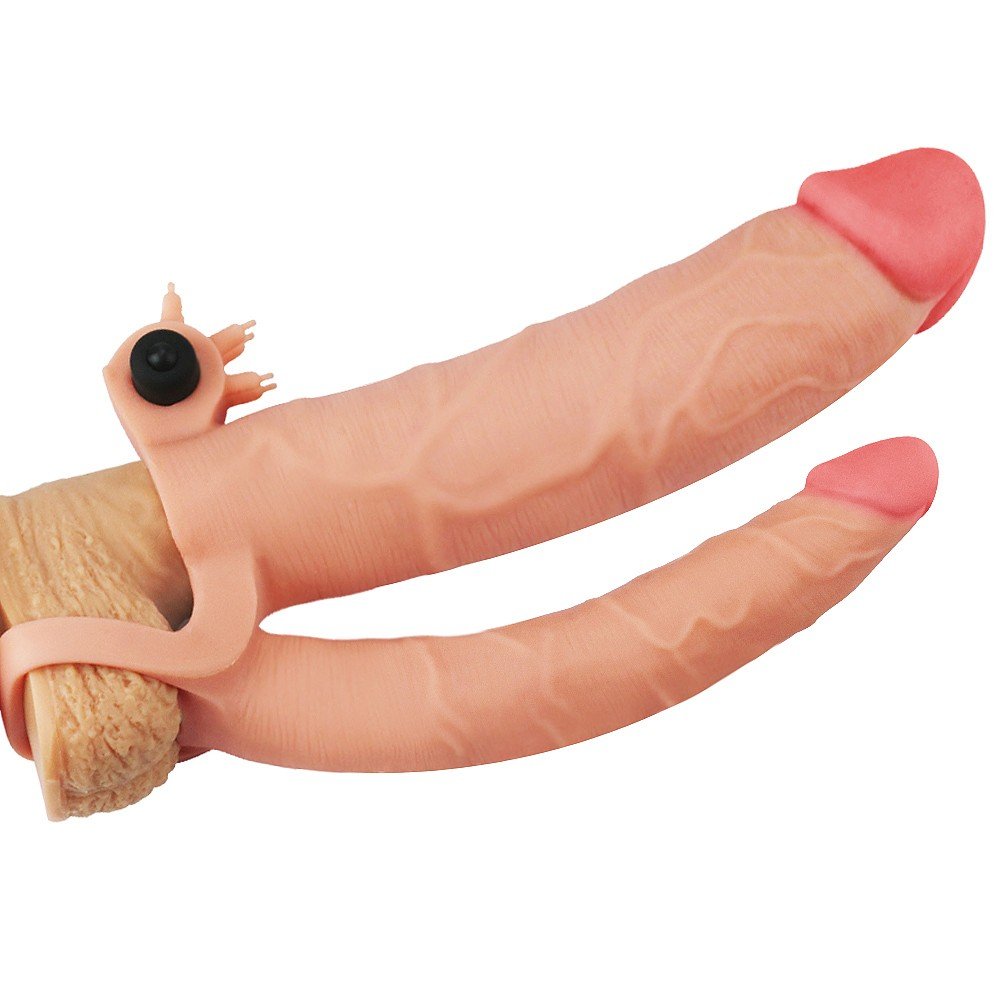 Lovetoy X-Tender 21 Cm Realistik 7.6 Cm Uzatmalı Double Penis Kılıfı-LV314102