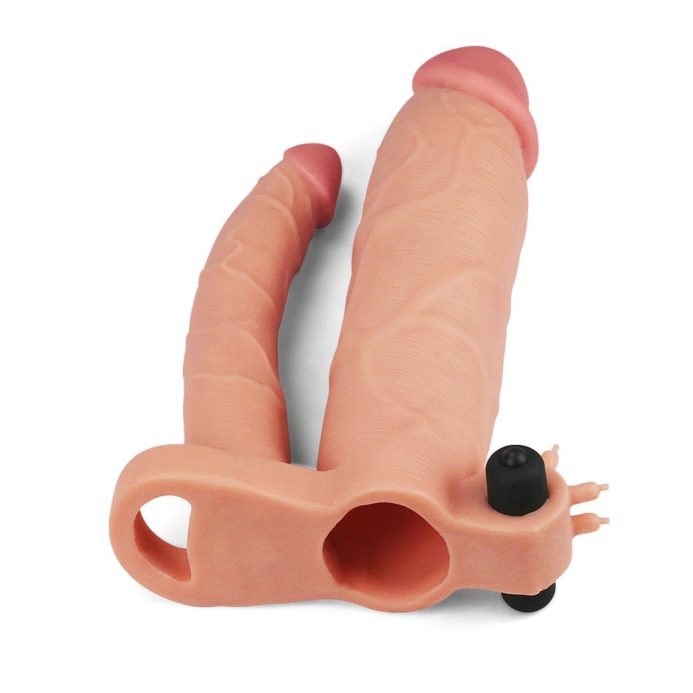 Lovetoy X-Tender 21 Cm Realistik 7.6 Cm Uzatmalı Double Penis Kılıfı-LV314102