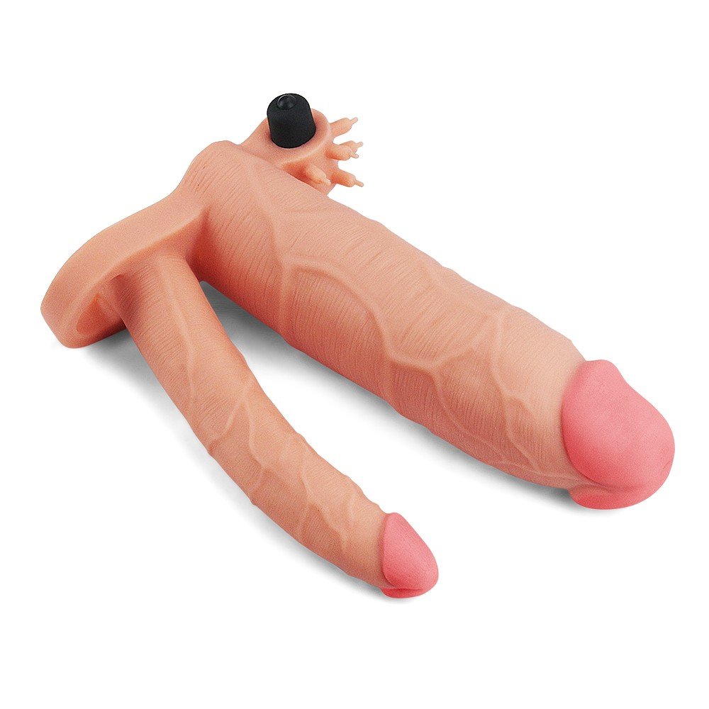 Lovetoy X-Tender 21 Cm Realistik 7.6 Cm Uzatmalı Double Penis Kılıfı-LV314102