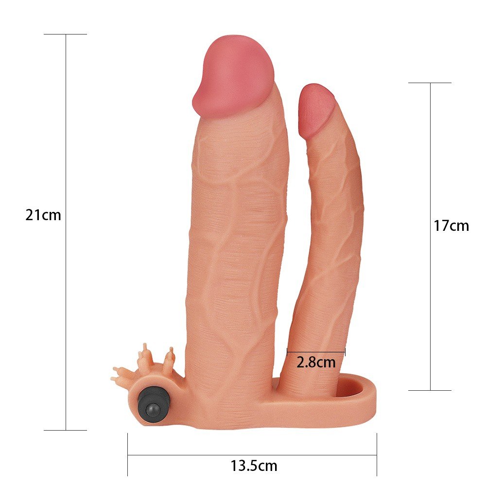 Lovetoy X-Tender 21 Cm Realistik 7.6 Cm Uzatmalı Double Penis Kılıfı-LV314102