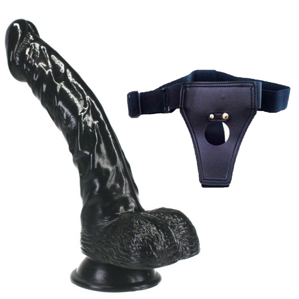 Markes 22 Cm Anal ve Vajinal Kullabilen Siyah Belden Bağlamalı Penis