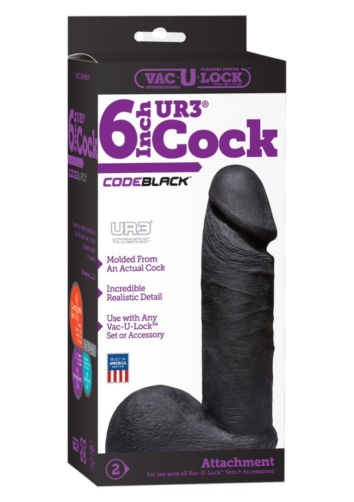 Doc Johson Code Black 6 İnch Ur3 Özel Dokulu Realistik Siyah Penis Dildo