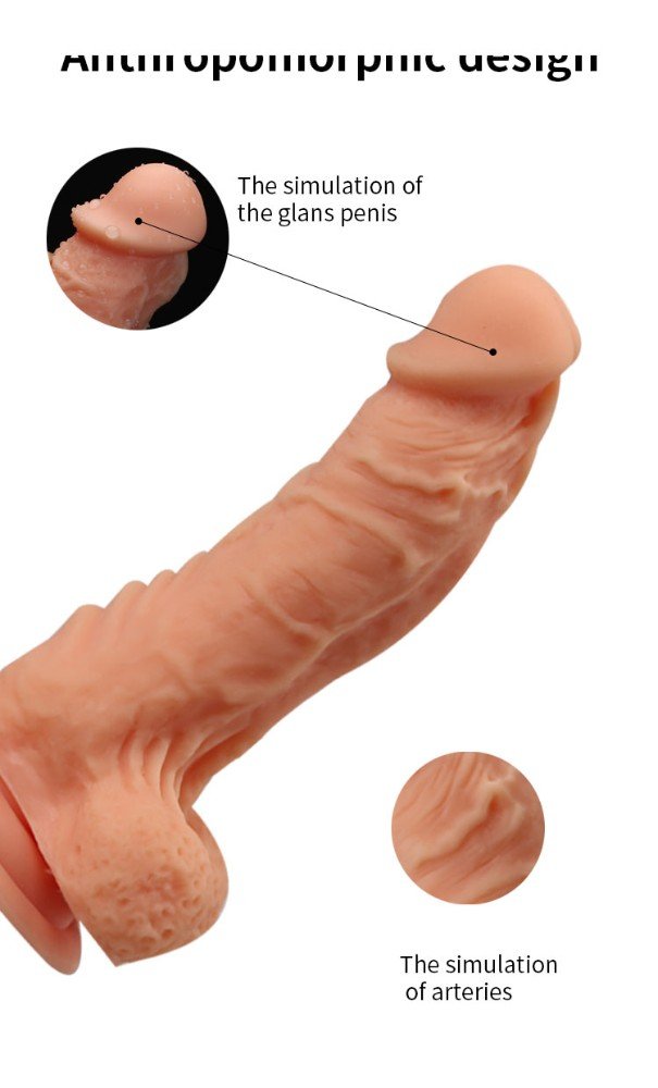 Dong 19 Cm Kıkırdaklı Liquid Silikon Ultra Yumuşak Kemerli Penis